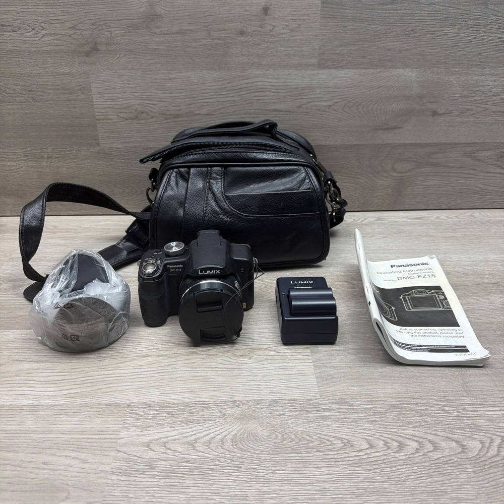 Panasonic Lumix DMC-FZ18 Fz 18 Digital Camera w/ battery, Leather Carrying Case